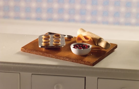 1:12 Dollhouse Miniature Jam Cookies Baking Scene, one inch scale