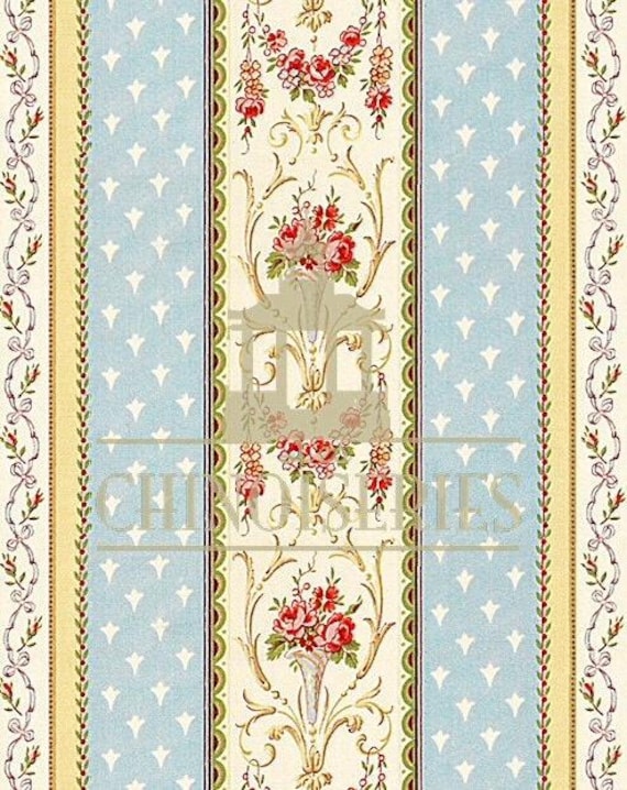 1:12 Dollhouse Miniature WALLPAPER, Claire, Scale One Inch