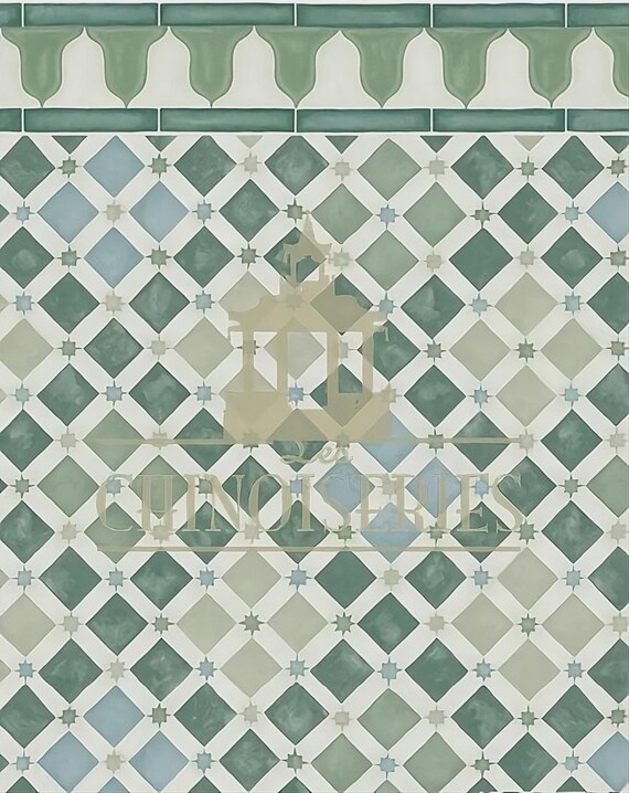 1:12 Dollhouse Miniature WALLPAPER, FLOOR PAPER, Faux Tile, Palais Magique, Scale One Inch