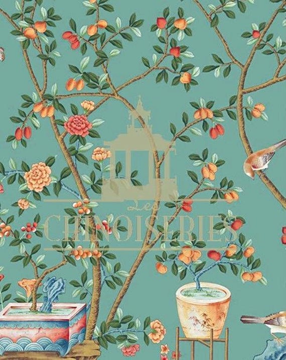 1:12 Dollhouse Miniature WALLPAPER, Imperial Garden, Scale One Inch