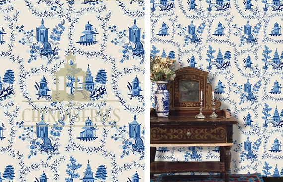 Dollhouse Miniature Wallpaper Blue Pagoda 1:12 Scale - Etsy Canada Dollhouse Miniature Wallpaper Blue Pagoda 1:12 Scale - Etsy Canada