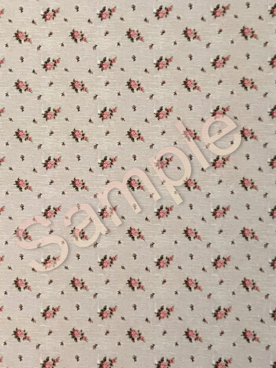 Dollhouse Miniature Wallpaper, Sweetheart Rose Crackle, 1:12 scale