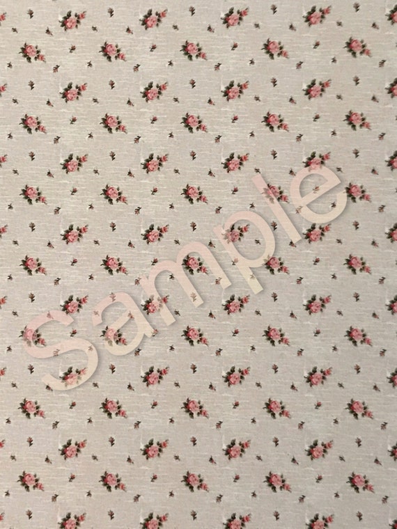 Dollhouse Miniature Wallpaper, Sweetheart Rose Crackle, 1:12 scale