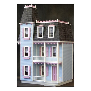 1:12 Queen Victoria Mansion Wooden Dollhouse Kit, One Inch Scale