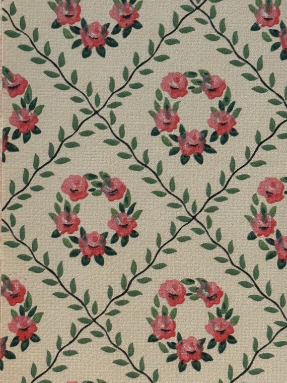 1:12 Miniature Rose Garden Dollhouse Miniature Vintage Romantic Floral Boho Rug, June, Scale One Inch
