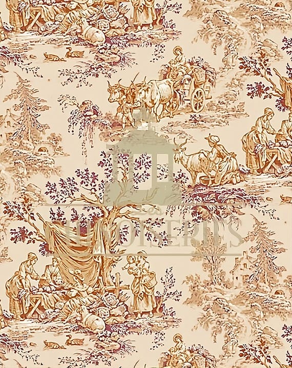 1:12 Dollhouse Miniature FABRIC, French Pastoral, Scale One Inch