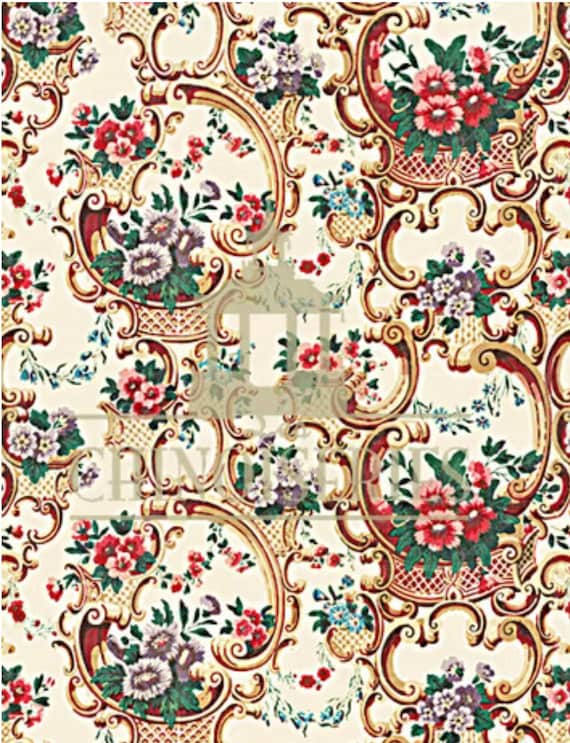 Dollhouse Miniature Matching Fabric, Francesca, 1:12 scale