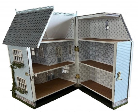 1:48 Wooden Dollhouse Kit, Victorian Dollhouse, Quarter Scale Kit