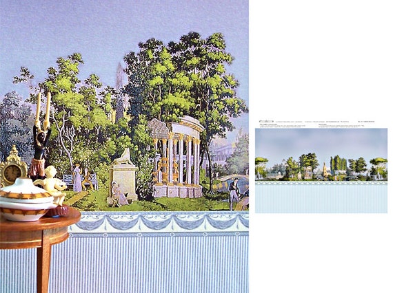 Dollhouse Miniature Wallpaper, Wall Mural, Gardens of Versailles, 1:12 scale