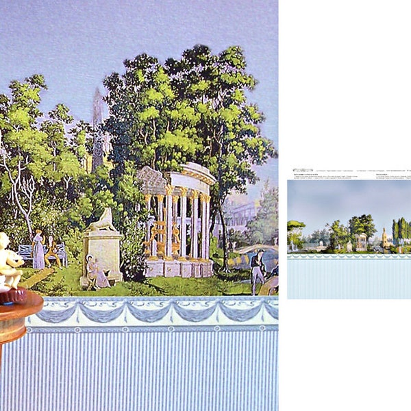 Dollhouse Miniature Wallpaper, Wall Mural, Gardens of Versailles, 1:12 scale