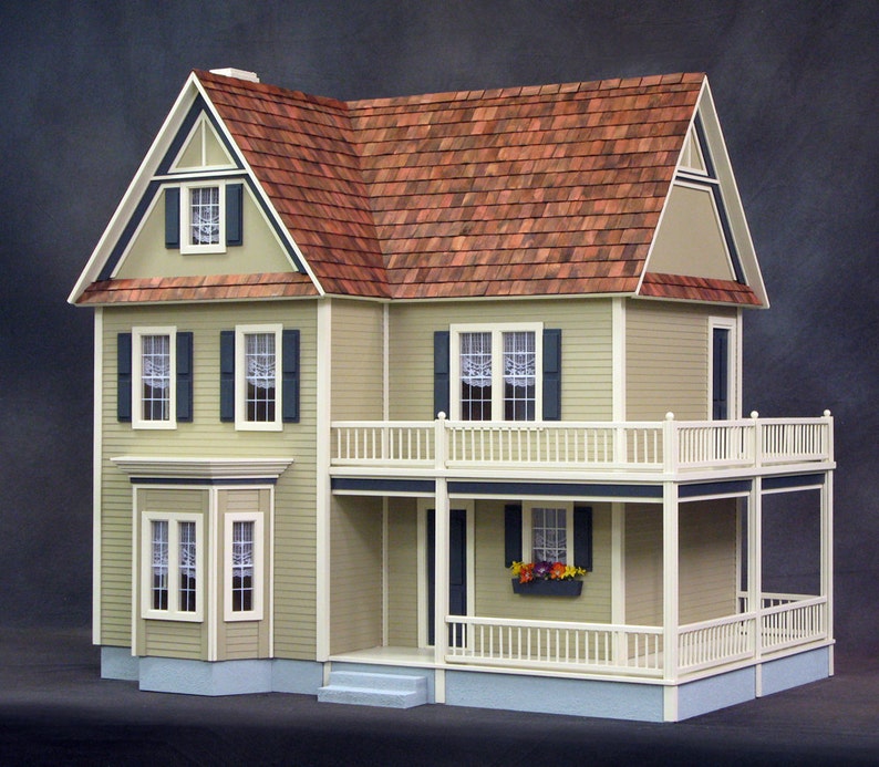 1:12 Dollhouse Miniature Wooden Dollhouse Kit, Dorothy’s Farmhouse, One Inch Scale bild 1