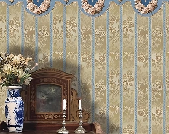 1:12 Dollhouse Miniature WALLPAPER, Toffee Rose, Scale One Inch