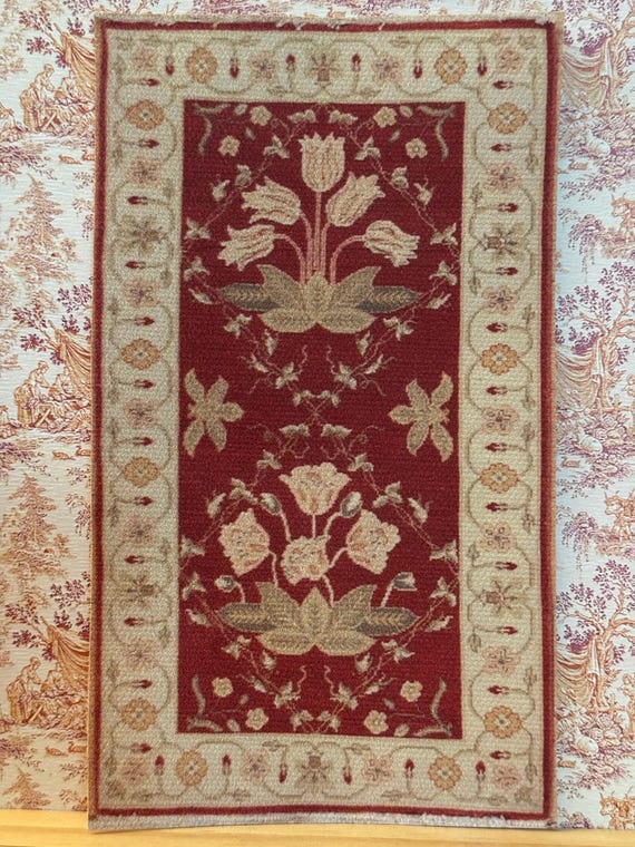 Dollhouse Miniature French Aubusson Carpet, Floral Rug, Amanda, 1:12 Scale