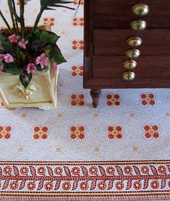 1:12 Dollhouse Miniature Wallpaper, Floor Paper, Sardinia, Scale One Inch