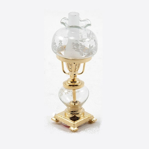 Dollhouse Miniature Electric Hurricane Lamp, 1:12 scale