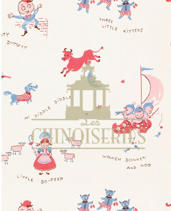 1:12 Dollhouse Miniature Nursery WALLPAPER, Humpty Dumpty & Friends, Scale One Inch