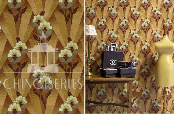 Dollhouse Miniature Wallpaper, French Art Deco, 1:12 scale