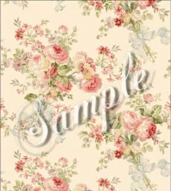 1:12 Dollhouse Miniature Wallpaper, "Rose Bouquet", Scale One Inch, TREASURY LIST
