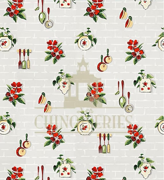 Dollhouse Miniature WALLPAPER, Retro Kitchen, 1:12 scale