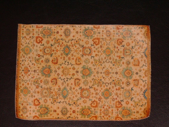 1:12 Dollhouse Miniature Antique Reproduction Kilim Rug, Scale One Inch