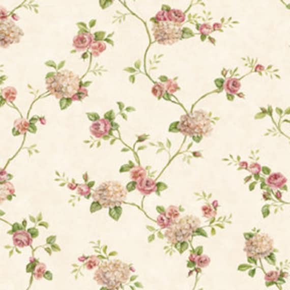 Dollhouse Miniature Wallpaper, Romantic Shabby Chic, "Pretty in Pink", Scale One Inch