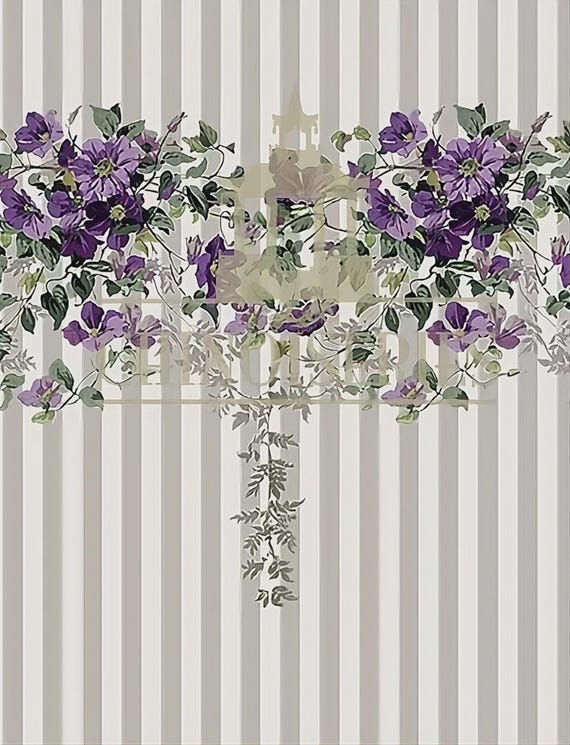 1:12 Dollhouse Miniature WALLPAPER, Violet, Scale One Inch
