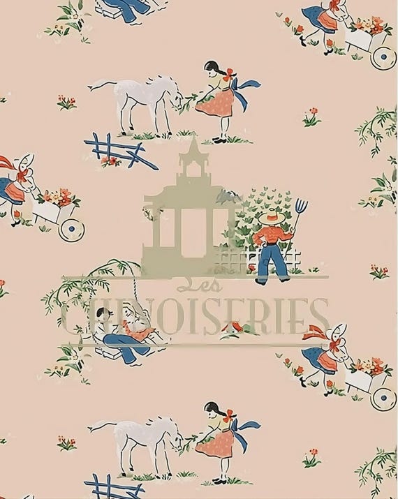 1:12 Dollhouse Miniature FABRIC, Matching Fabric, Les Enfants, Scale One Inch