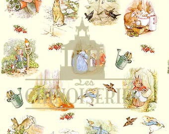 1:12 Dollhouse Miniature FABRIC, Matching Fabric Peter Rabbit Toile, Scale One Inch