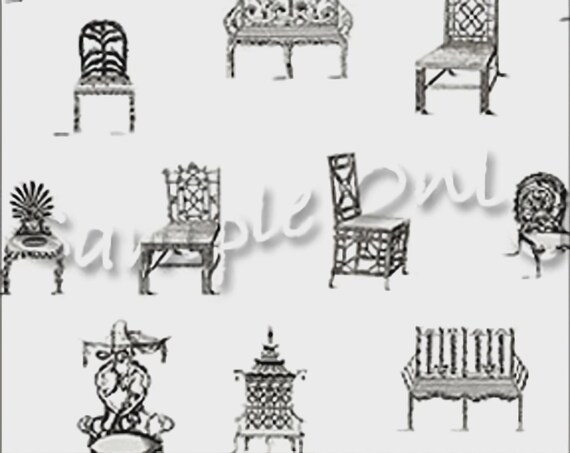 1:12 Dollhouse Wallpaper, " Design Originals, The Black Chairs", Scale One Inch