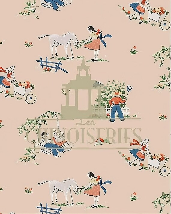 1:12 Dollhouse Miniature WALLPAPER, Les Enfants, Scale One Inch