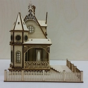 1:48 Wooden Dollhouse KIT, The Gothic Revival Victorian Cottage, Quarter Inch Scale