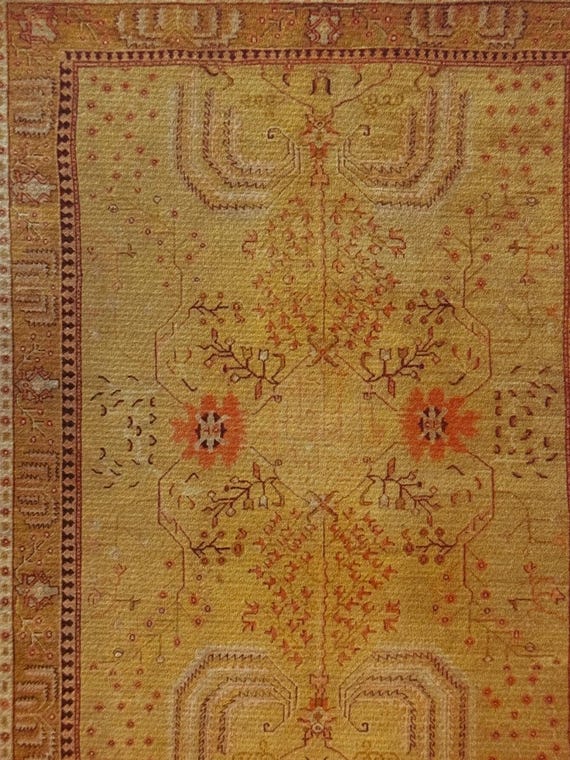 1:12 Dollhouse Miniature Antique Turkish Oushak Rug, Oriental Carpet, Weeping Willow, One Inch Scale