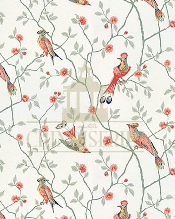 1:12 Dollhouse Miniature WALLPAPER, Birds, Scale One Inch