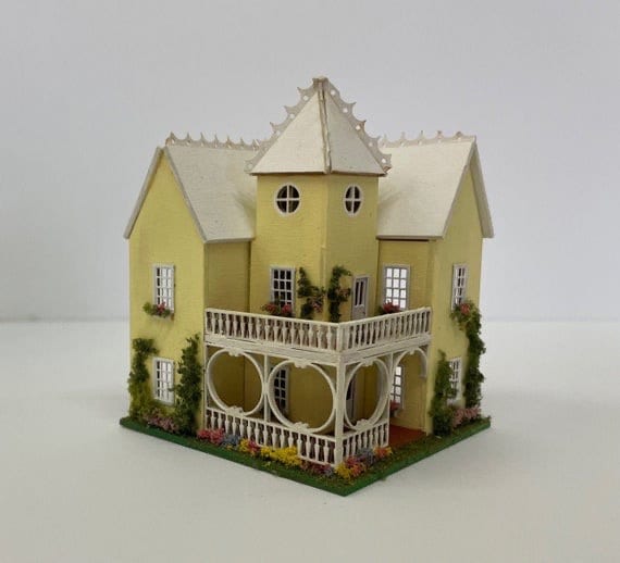 1:144 Micro Mini Wooden Dollhouse Kit, Victorian Mansion, 1/144 scale