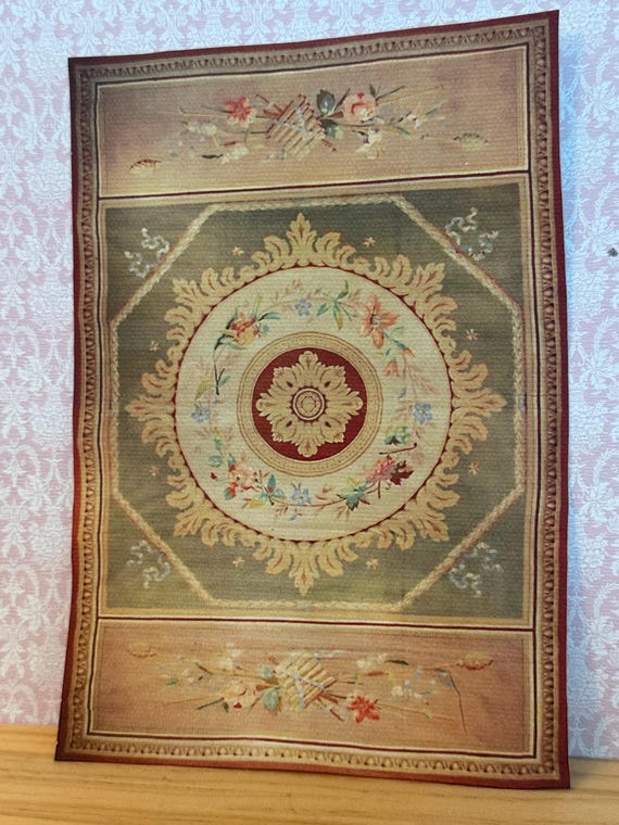 1:12 Dollhouse Miniature 19th century French Aubusson Carpet, Neoclassical Rug, One Inch Scale