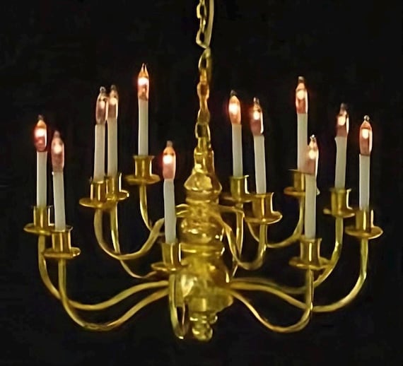 1:12 Dollhouse Miniature CirKit 12 Volt Brass Chandelier, “The Grande Dame”, Scale One Inch