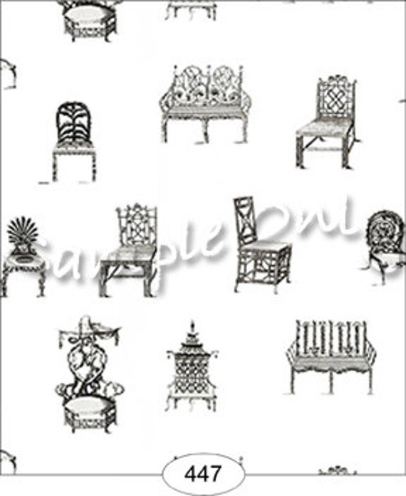 1:12 Dollhouse Wallpaper, " Design Originals, The Black Chairs", Scale One Inch