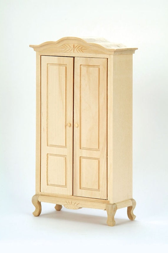 12th scale Barewood Dollhouse Miniature French Style Armoire, 1:12 scale