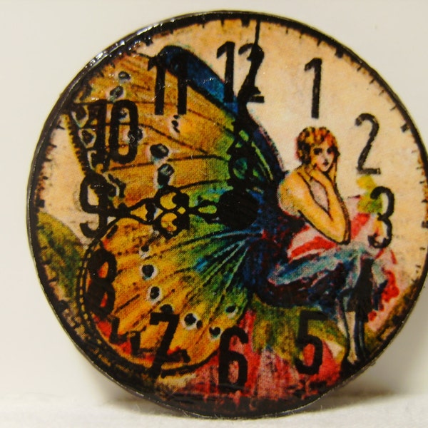 Dollhouse Miniature Wall Clock, "Mademoiselle Butterfly", Scale One Inch, TREASURY LISTS