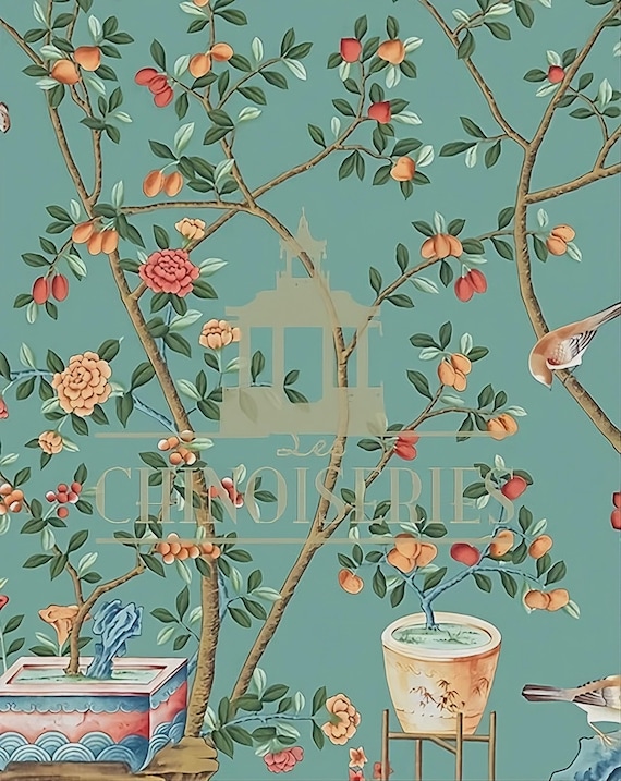 1:12 Dollhouse Miniature WALLPAPER, Imperial Garden, Scale One Inch