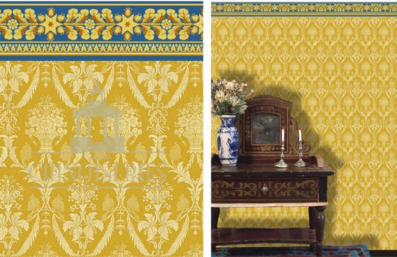 1:12 Dollhouse Miniature Wallpaper, Aurelia, Scale One Inch