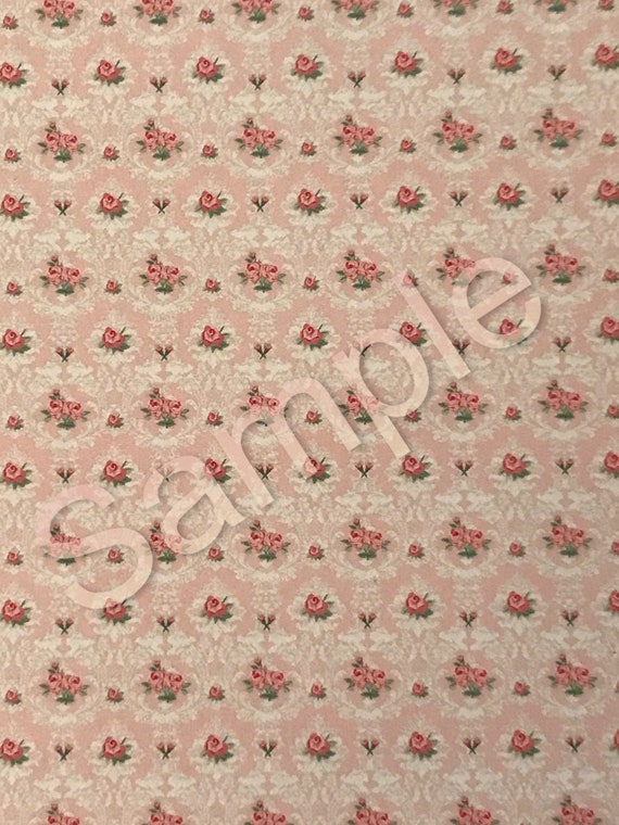 Dollhouse Miniature Wallpaper, Cabbage Rose, 1:12 scale
