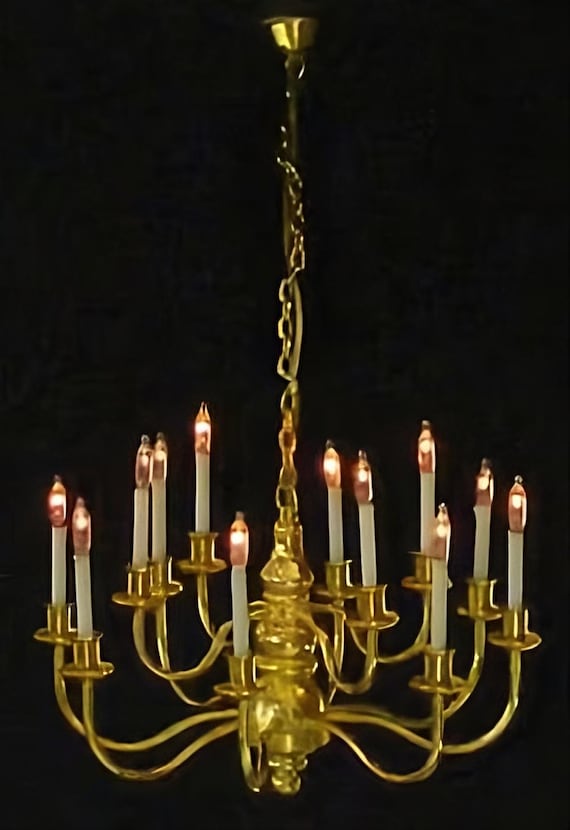 1:12 Dollhouse Miniature CirKit 12 Volt Brass Chandelier, “The Grande Dame”, Scale One Inch