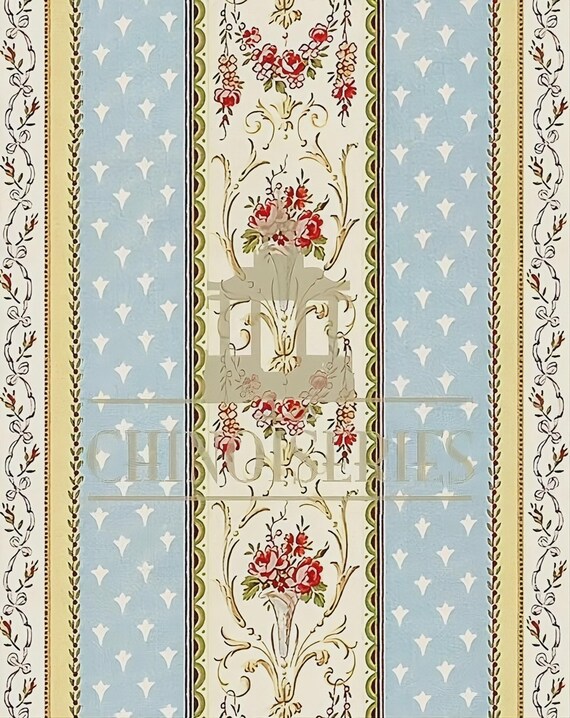 1:12 Dollhouse Miniature WALLPAPER, Claire, Scale One Inch