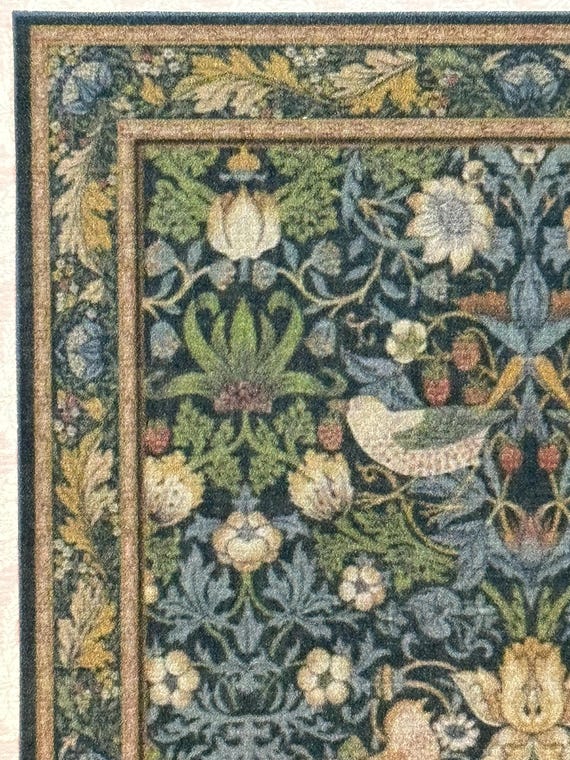 1:12 Dollhouse Miniature Art & Crafts Nouveau Area Rug, The Thief, Scale One Inch