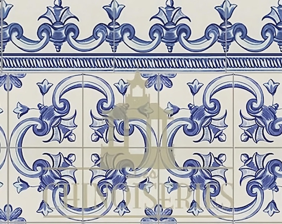 1:12 Dollhouse Miniature WALLPAPER, FLOOR PAPER, Faux Tile, Majolica, Scale One Inch