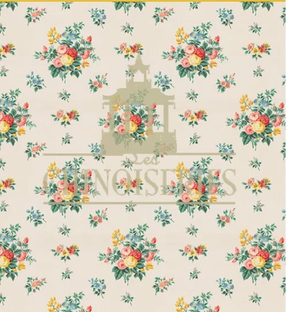 Dollhouse Miniature FABRIC, Matching FABRIC, Rosalie, Scale One Inch