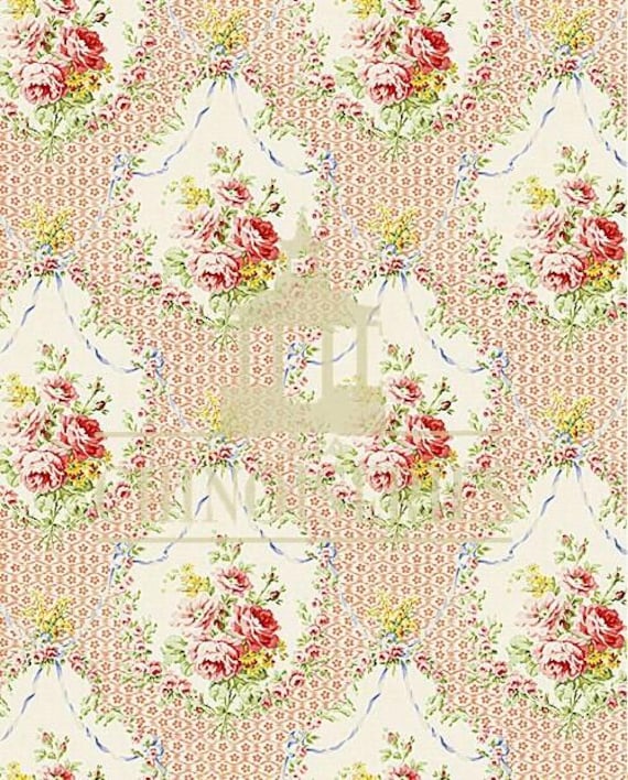 1:12 Dollhouse Miniature WALLPAPER, Cath, Scale One Inch