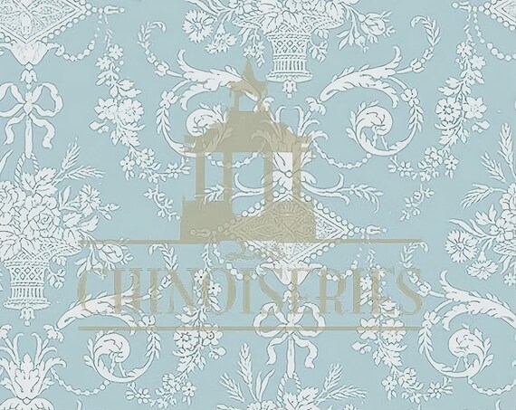 1:12 Dollhouse Miniature WALLPAPER, Wedgwood, Scale One Inch