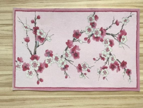 Dollhouse Miniature Cherry Blossom Rug, 1:12 scale